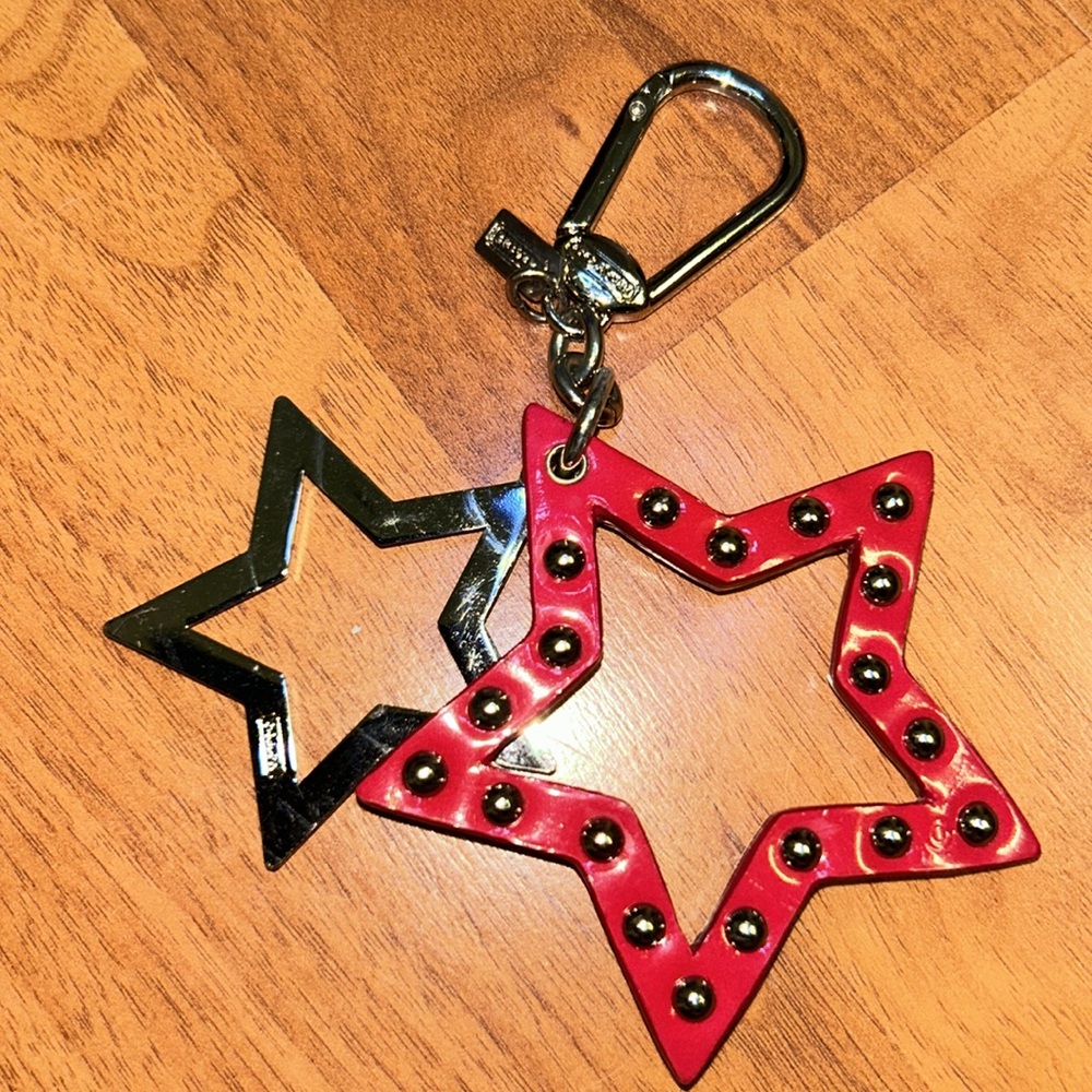 Coach Patent Red Star Rhinestone Keychain - Picture 9 of 11